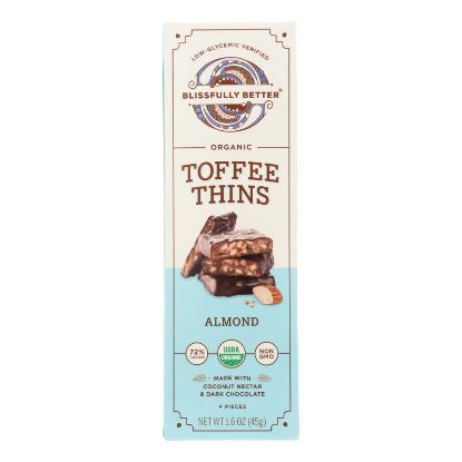 Blissfully Better Low-Glycemic Verified Organic Toffee Thins  - Case of 10 - 1.6 OZ