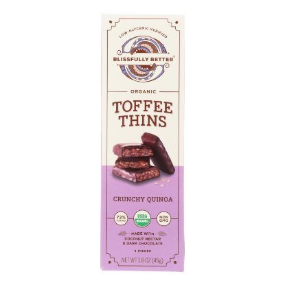 Blissfully Better Crunchy Quinoa Organic Toffee Thins  - Case of 10 - 1.6 OZ