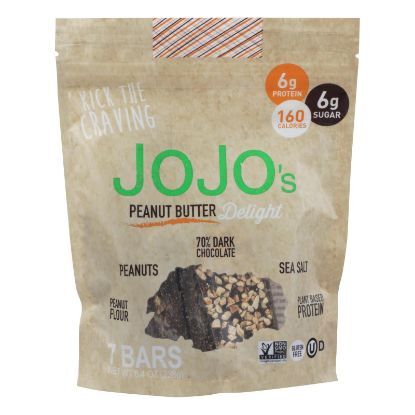 Jojo's Peanut Butter Delight Bars Start With A Base Of Premium German Dark Chocolate And  - Case of 6 - 8.4 OZ