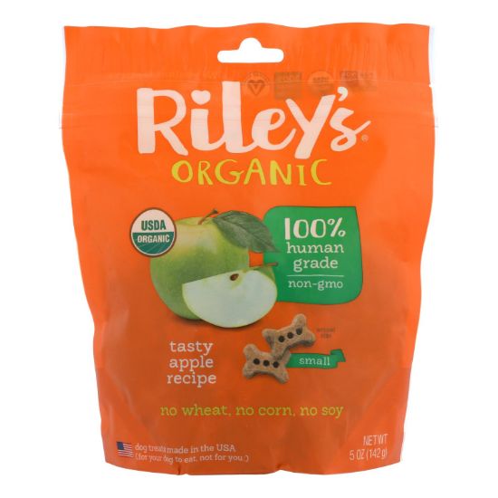Riley's Organics Organic Dog Treats, Apple Recipe, Small  - Case of 6 - 5 OZ
