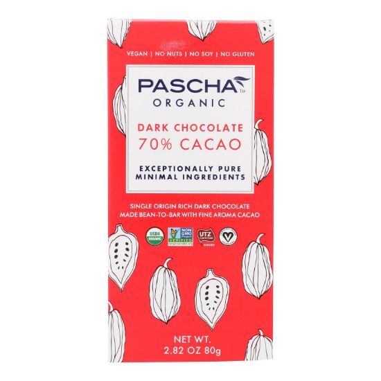 Pascha - Bar Chocolate 70% Cacao - Case of 10 - 2.82 OZ