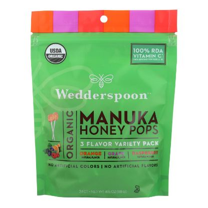 Wedderspoon Organic Makuna Honey Pops  - Case of 6 - 4.15 OZ