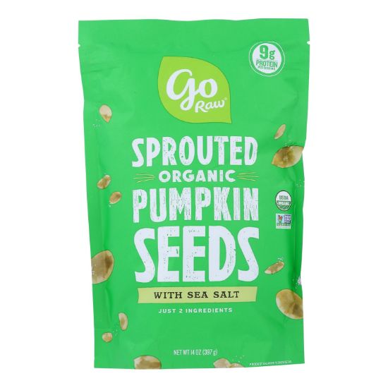 Go Raw Sprouted Seeds, Pumpkin With Celtic Sea Salt  - Case of 6 - 14 OZ