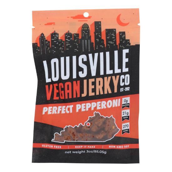 Louisville Vegan Jerky - Jerky Vegan Pepperoni - Case of 10 - 3 OZ