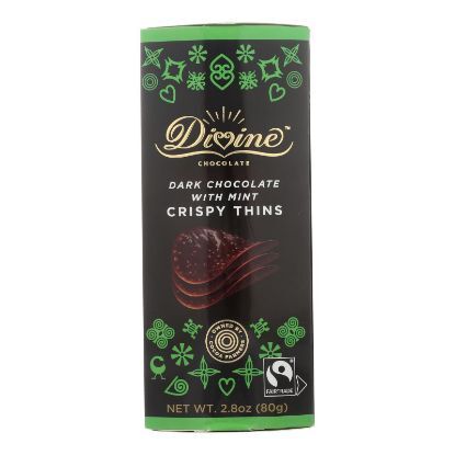 Divine - Crisp Thns Dark Chocolate Mint - Case of 12 - 2.8 OZ