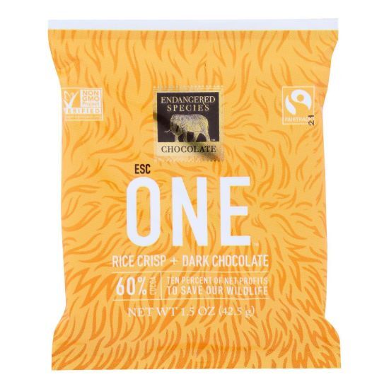 Endangered Species Chocolate - Dark Chocolate Rice Crisp 60%cca - Case of 12-1.5 OZ