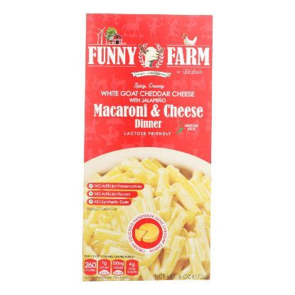 Funny Farm By Laloo's White Goat Cheddar Cheese With Jalapeno Macaroni & Cheese Dinner  - Case of 8 - 6 OZ