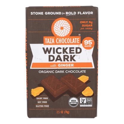 Taza Chocolate - Bar Wckd Dark Ginger 95% - Case of 10 - 2.5 OZ