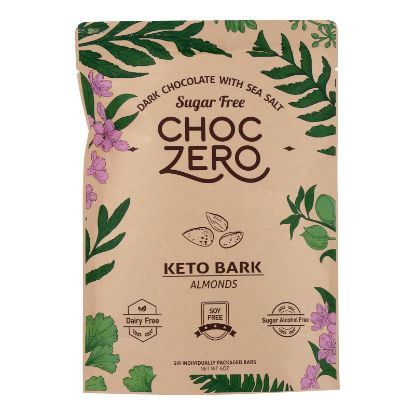 Choczero - Keto Bark Dark Chocolate Almonds - Case of 12-6 OZ