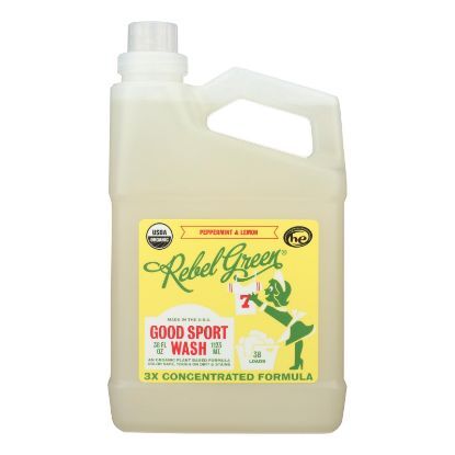Rebel Green - Laundry Detergent Good Sport Wash - Lemon and Peppermint - Case of 4 - 38 fl oz.