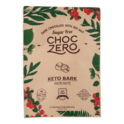 Choczero - Keto Bark Dark Chocolate Hazelnut - Case of 12-6 OZ