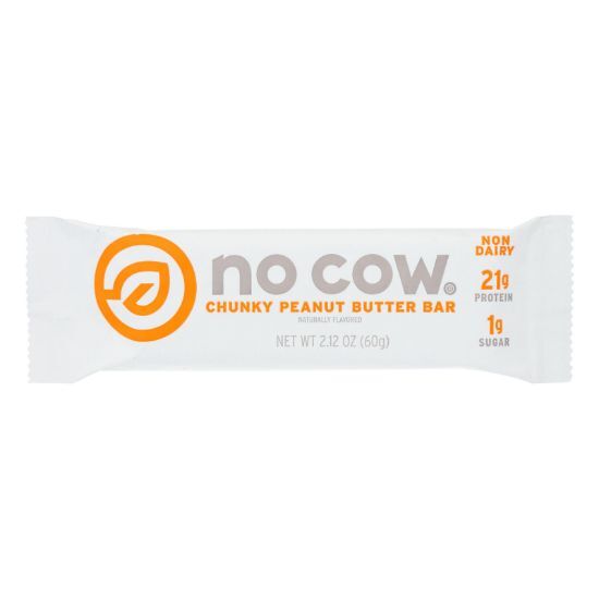 No Cow Bar Chunky Peanut Butter Bar - Case of 12 - 2.12 OZ