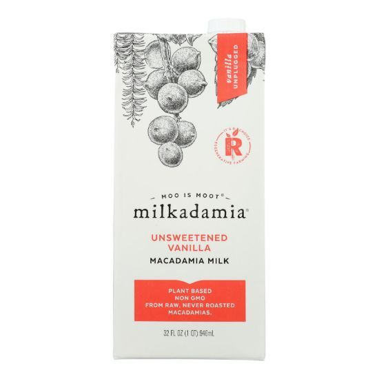 Milkadamia Macadamia Milk With Unsweetened Vanilla  - Case of 6 - 32 FZ