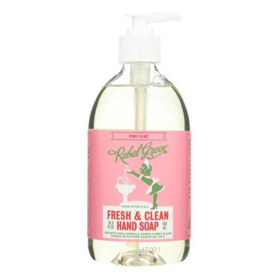 Rebel Green - Fresh and Clean Liquid Hand Soap - Pink Lilac - Case of 4 - 16.9 fl oz.