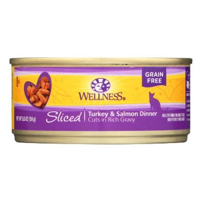 Wellness Pet Products - Cat Can Slced Trky&slmn - Case of 24-5.5 OZ