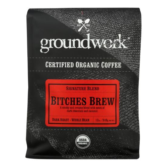 Groundwork - Coffee Organic Btch Brw Dk Roasted - Case of 6-12 OZ