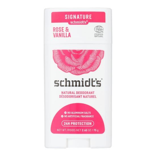 Stick of Schmidt's Deodorant: Enchanting Rose & Vanilla Fusion - 24 Hour Odor Protection, Aluminum-Free, Vegan (2.65 oz)