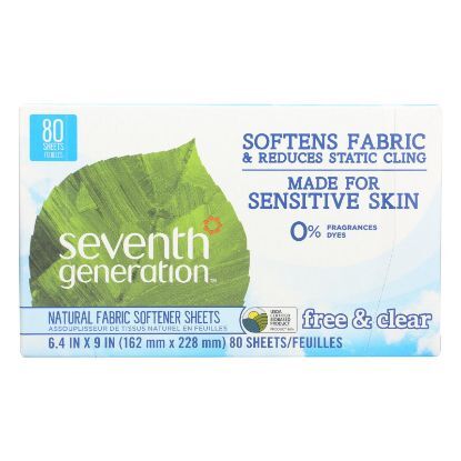 Seventh Generation - Fabric Softener Sheets Fresh & Clear - Case of 4-80 CT