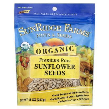 Sunridge Farms Organic Premium Raw Sunflower Seeds - Case of 12 - 8 OZ