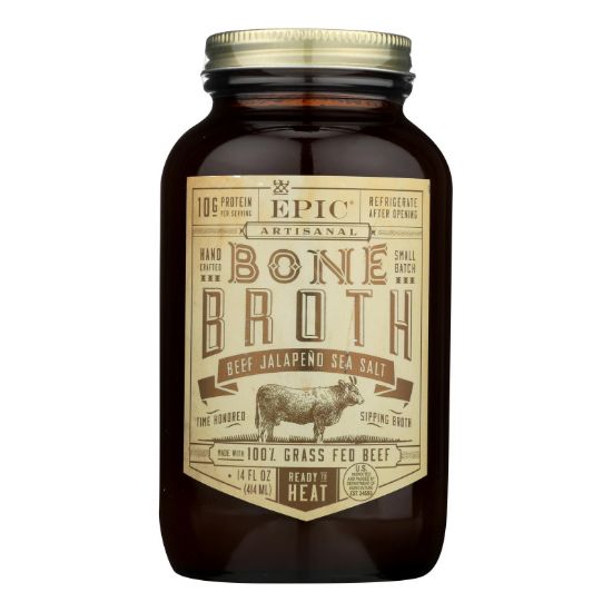 Epic Bone Broth-Beef-Jalapeno Sea Salt  - Case of 6 - 14 FZ