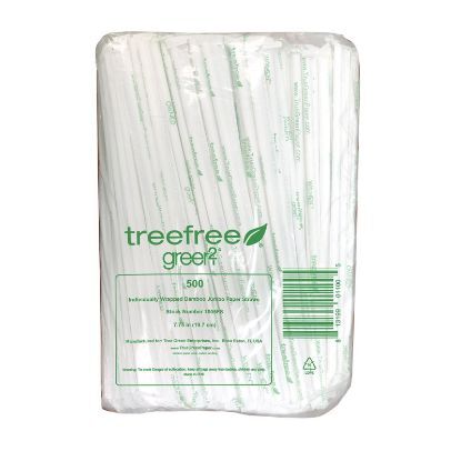 Green 2 - Straws Bamboo Paper Jmbo - Case of 12 - 500 CT