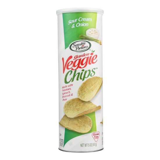 Sensible Portions Sour Cream & Onion Garden Veggie Chips In A Canister  - Case of 12 - 5 OZ