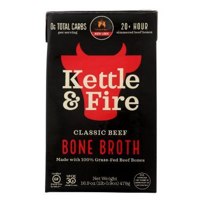 Kettle & Fire Beef Bone Broth  - Case of 6 - 16.9 OZ