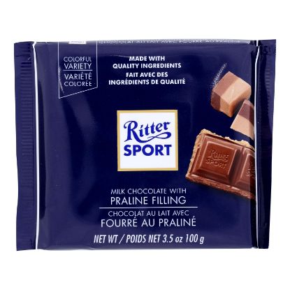 Ritter Sport Chocolate Bar - Milk Chocolate - Praline Filling - 3.5 oz Bars - Case of 13