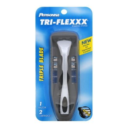 Personna Tri-Flexxx Triple Blade Shaving System For Men - 1 Razor 2 Cartridges