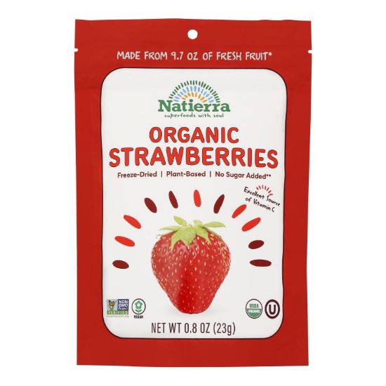 Natierra - Dried Fruit Strawbery - Case of 12-.8 OZ