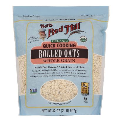 Bob's Red Mill - Oats - Organic Quick Cooking Rolled Oats - Whole Grain - Case of 4 - 32 oz.
