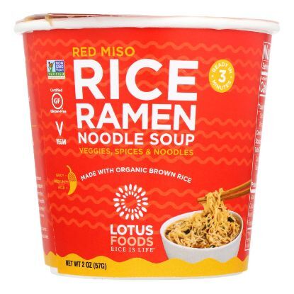 Lotus Foods Red Miso Rice Ramen Noodle Soup - Case of 6 - 2 OZ