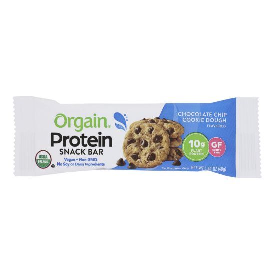 Orgain Organic Protein Bar - Chocolate Chip Cookie Dough - Case of 12 - 1.41 OZ