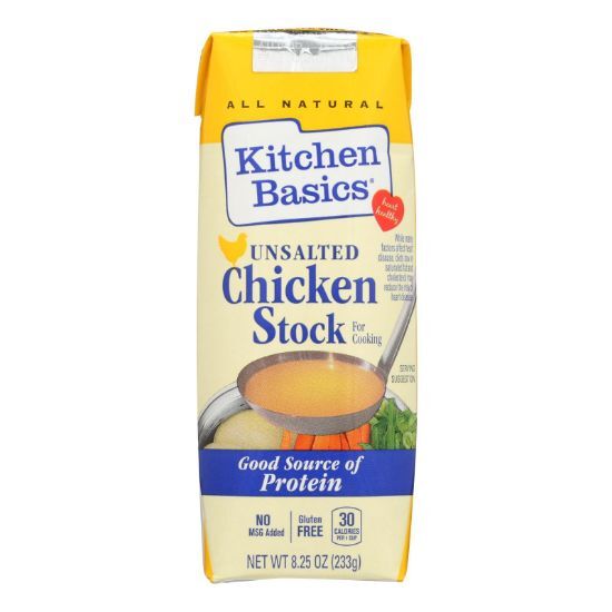 Kitchen Basics All Natural Unsalted Chicken Stock  - Case of 12 - 8.25 OZ