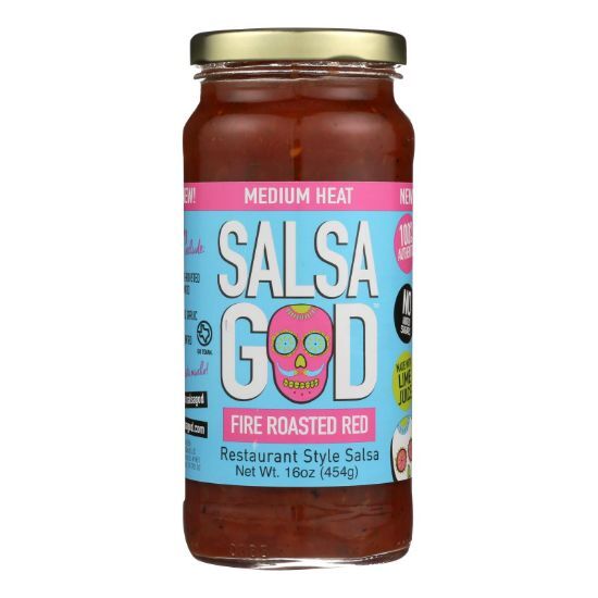 Salsa God Medium Fire Roasted Red Salsa  - Case of 6 - 16 OZ