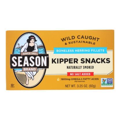 Season Brand Peppered Kipper Snacks Salt Added - Case of 24 - 3.25 oz.
