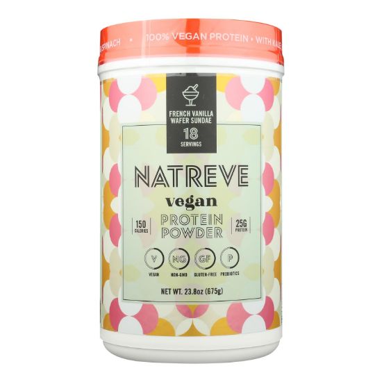 Natreve - Protein Powder French Vanilla Sndae - Case of 4-23.8 OZ