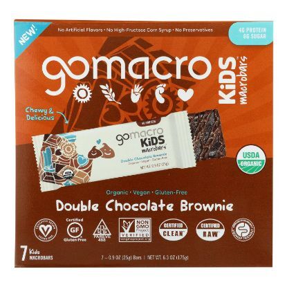 GoMacro - Kids Macrobar Double Chocolate Brownie - Case of 7 - 6.3 OZ