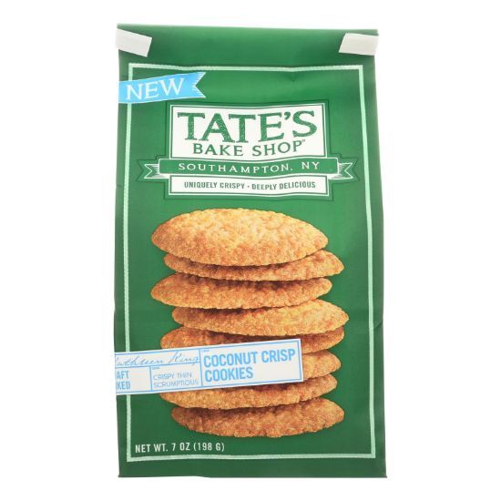 Tate's Bake Shop Coconut Crisp Cookies  - Case of 12 - 7 OZ