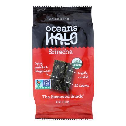 Ocean's Halo Seaweed, Sriracha Snack  - Case of 12 - .14 OZ