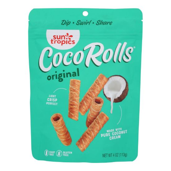 Sun Tropics Coco Rolls Original, Rolled Coconut Wafer  - Case of 12 - 4 OZ