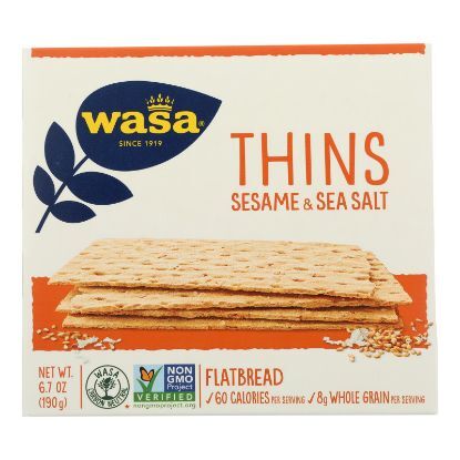 Wasa Sesame & Sea Salt Flatbread Thins  - Case of 10 - 6.7 OZ