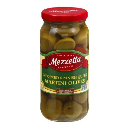 Mezzetta Imported Spanish Queen Martini Olives In Dry Vermouth - Case of 6 - 10 oz.