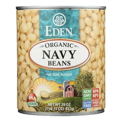 Eden No Salt Added Organic Navy Beans  - Case of 12 - 29 OZ