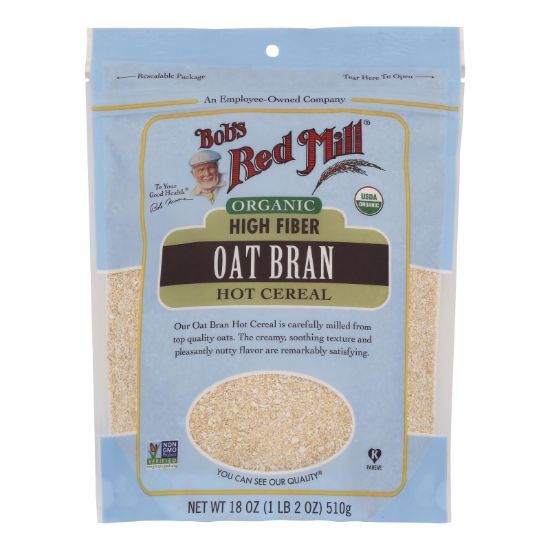 Bob's Red Mill - Oat Bran - Organic High Fiber Hot Cereal - Case of 4 - 18 oz.