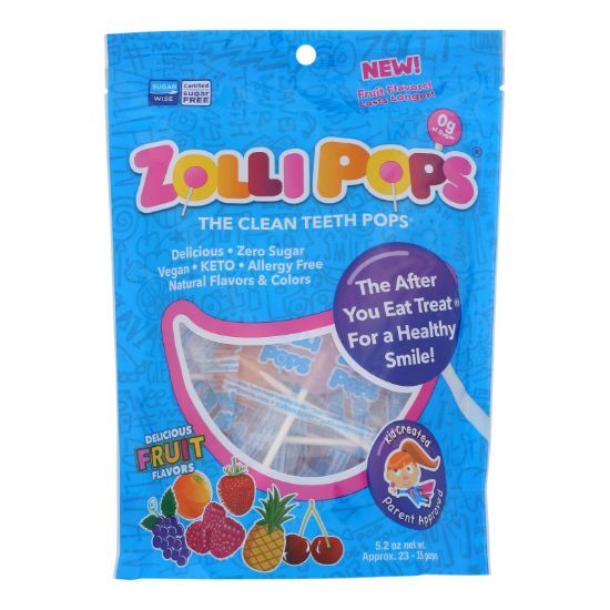 Zolli Pops - Candy Assorted Fruit 25 Count - Case of 16-5.2 OZ