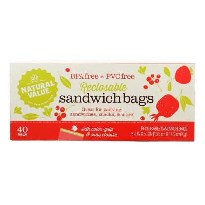 Natural Value - Sandwich Bags Reclosable - Case of 12 - 40 CT