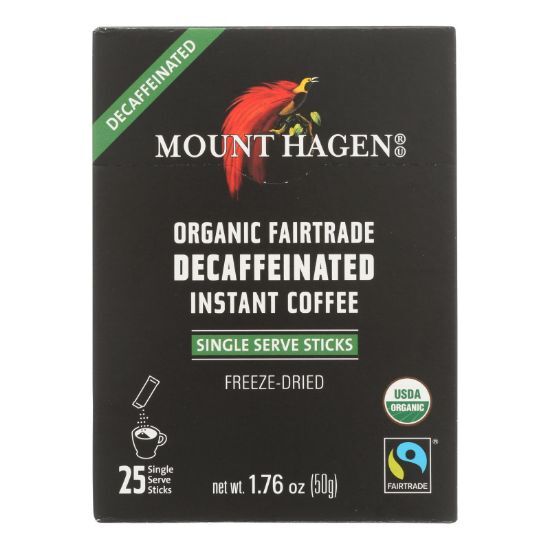 Mount Hagen - Organic Fairtrade Decaffeinated Instant Coffee 25ct - Case of 8 - 1.76 OZ