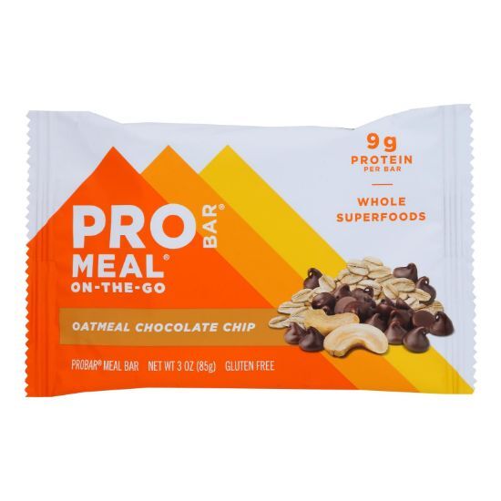 Probar Meal Bar Oatmeal Chocolate Chip  - Case of 12 - 3 OZ