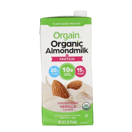 Orgain Organic Protein Almond Milk - Unsweetened Vanilla - Case of 6 - 32 FZ